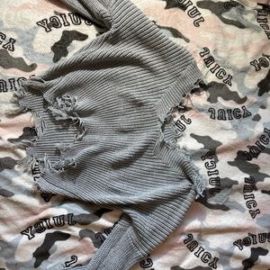 Fashion Nova Grey Distressed Cropped Sweater